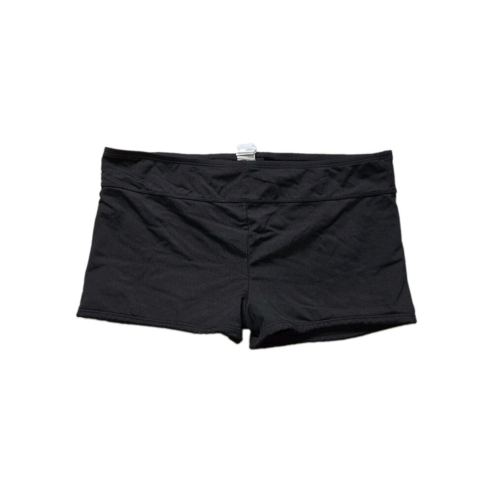 Chaps Black Swim Boyshort Bikini Bottoms Mid Rise Full Coverage Sz 12 EUC